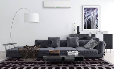 modern parlak iç mekan 3D resimleme