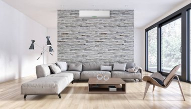 modern parlak iç mekan 3D resimleme