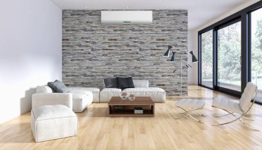 modern parlak iç mekan 3D resimleme