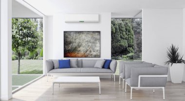 modern parlak iç mekan 3D resimleme