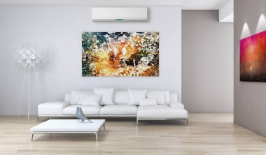 modern parlak iç mekan 3D resimleme