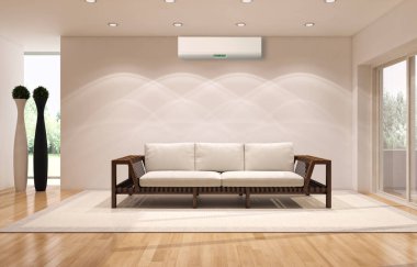 modern parlak iç mekan 3D resimleme