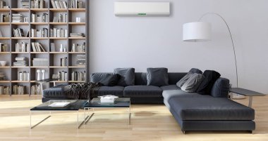 modern parlak iç mekan 3D resimleme