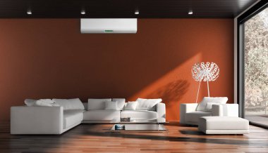 modern parlak iç mekan 3D resimleme