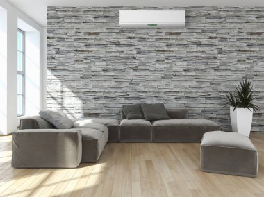 modern parlak iç mekan 3D resimleme