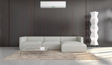 modern parlak iç mekan 3D resimleme