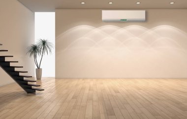 modern parlak iç mekan 3D resimleme