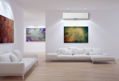 modern parlak iç mekan 3D resimleme