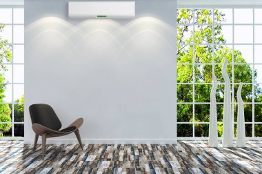 modern parlak iç mekan 3D resimleme