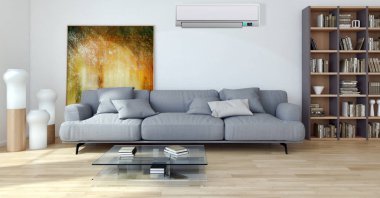 modern parlak iç mekan 3D resimleme