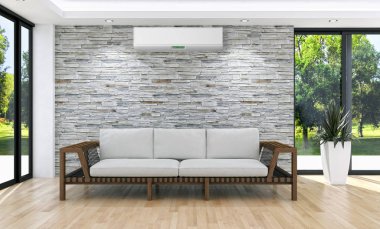 modern parlak iç mekan 3D resimleme