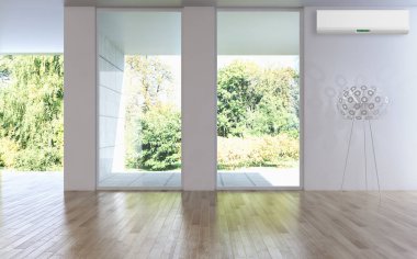 modern parlak iç mekan 3D resimleme