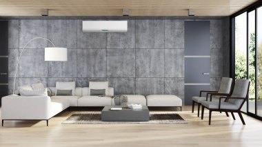modern parlak iç mekan 3D resimleme