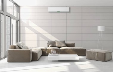 modern parlak iç mekan 3D resimleme