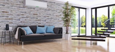 modern parlak iç mekan 3D resimleme