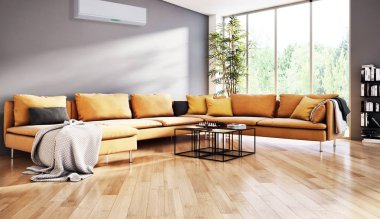 modern parlak iç mekan 3D resimleme