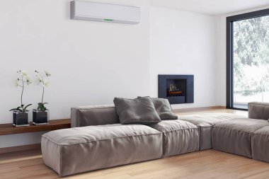 modern parlak iç mekan 3D resimleme