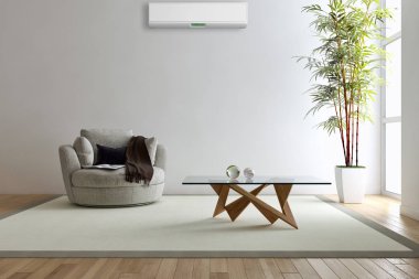 modern parlak iç mekan 3D resimleme