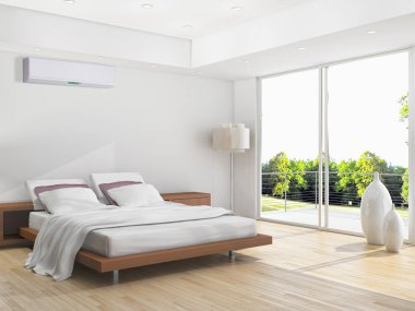 modern parlak iç mekan 3D resimleme