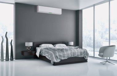 modern parlak iç mekan 3D resimleme