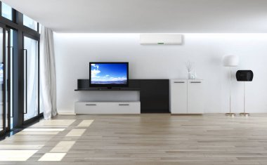 modern parlak iç mekan 3D resimleme