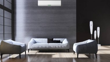 modern parlak iç mekan 3D resimleme