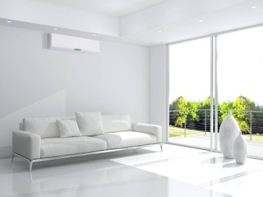 modern parlak iç mekan 3D resimleme