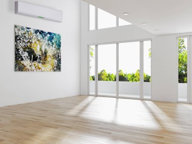 modern parlak iç mekan 3D resimleme