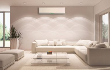 modern parlak iç mekan 3D resimleme