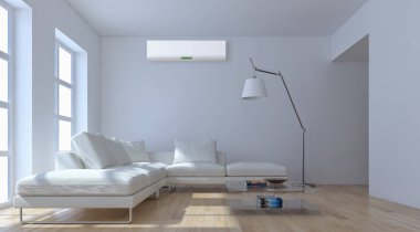 modern parlak iç mekan 3D resimleme