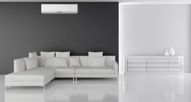 modern parlak iç mekan 3D resimleme