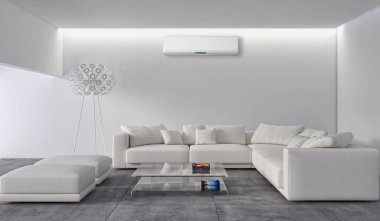 modern parlak iç mekan 3D resimleme