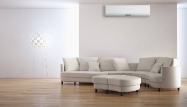 modern parlak iç mekan 3D resimleme