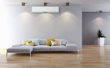 modern parlak iç mekan 3D resimleme