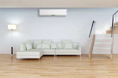 modern parlak iç mekan 3D resimleme