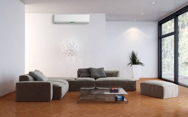 modern parlak iç mekan 3D resimleme