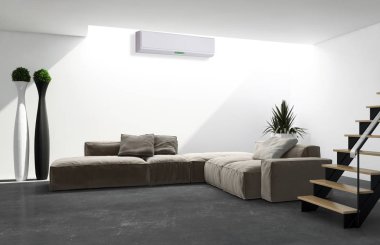 modern parlak iç mekan 3D resimleme