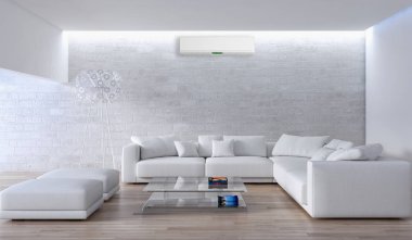 modern parlak iç mekan 3D resimleme