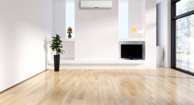 modern parlak iç mekan 3D resimleme