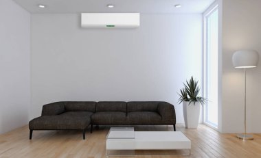 modern parlak iç mekan 3D resimleme