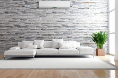 modern parlak iç mekan 3D resimleme