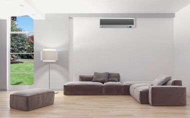 modern parlak iç mekan 3D resimleme