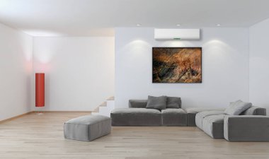 modern parlak iç mekan 3D resimleme