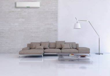 modern parlak iç mekan 3D resimleme