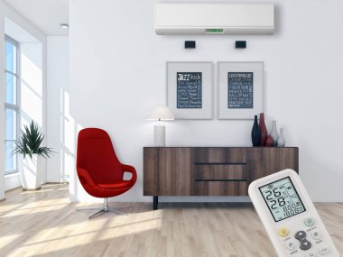 modern parlak iç mekan 3D resimleme