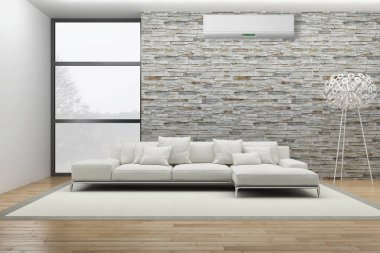 modern parlak iç mekan 3D resimleme