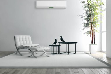 modern parlak iç mekan 3D resimleme