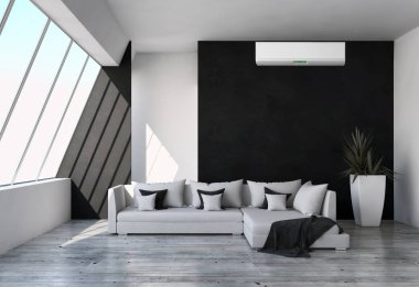 modern parlak iç mekan 3D resimleme