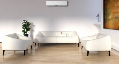 modern parlak iç mekan 3D resimleme