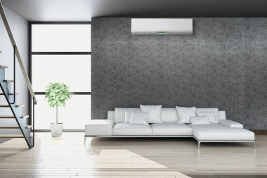 modern parlak iç mekan 3D resimleme